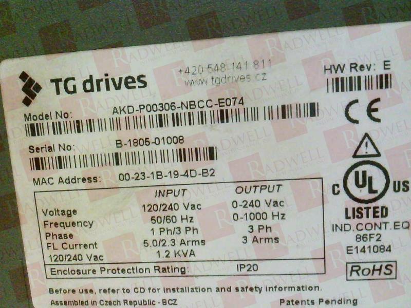 TG DRIVES AKD-P00306-NBCC-E074