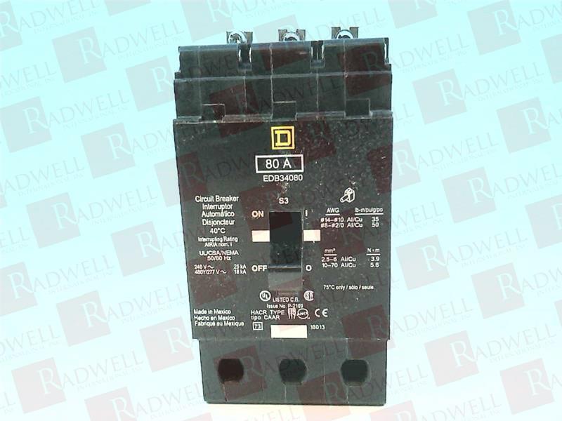 EDB34080 Molded Case Circuit Breaker By SQUARE D