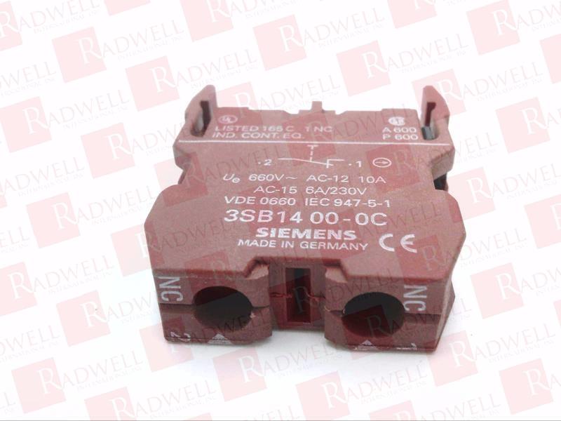 Siemens 3sb1400-0a Contact Block 15a 600vac for sale online 