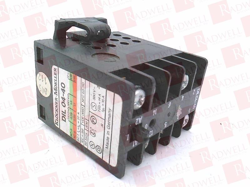Moeller contactor dil08-40-s 220v 50hz/240v 60hz 