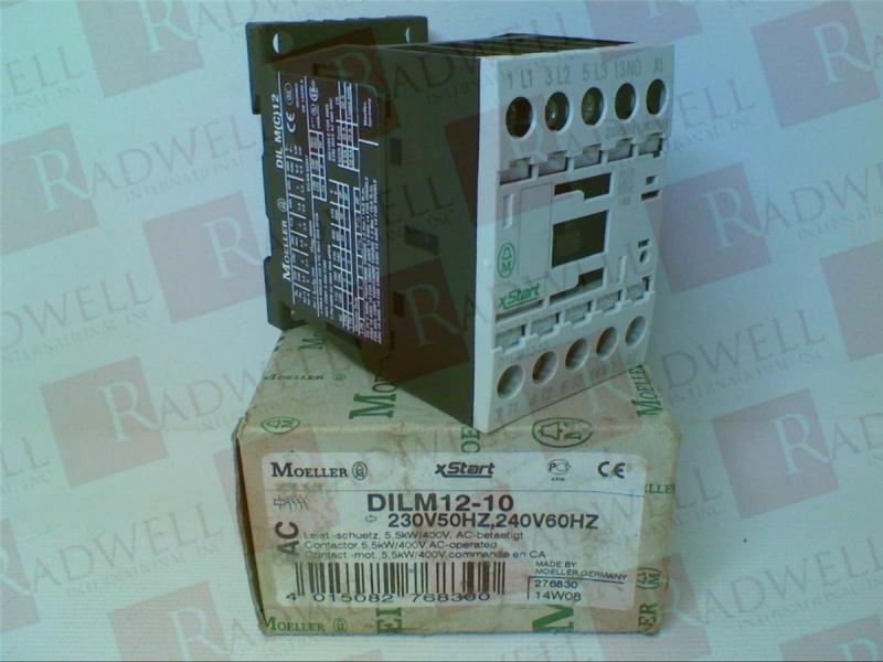 5.5 kW DIN Rail DILM12-10 Eaton Contactor 3 Pole 690 VAC Panel 