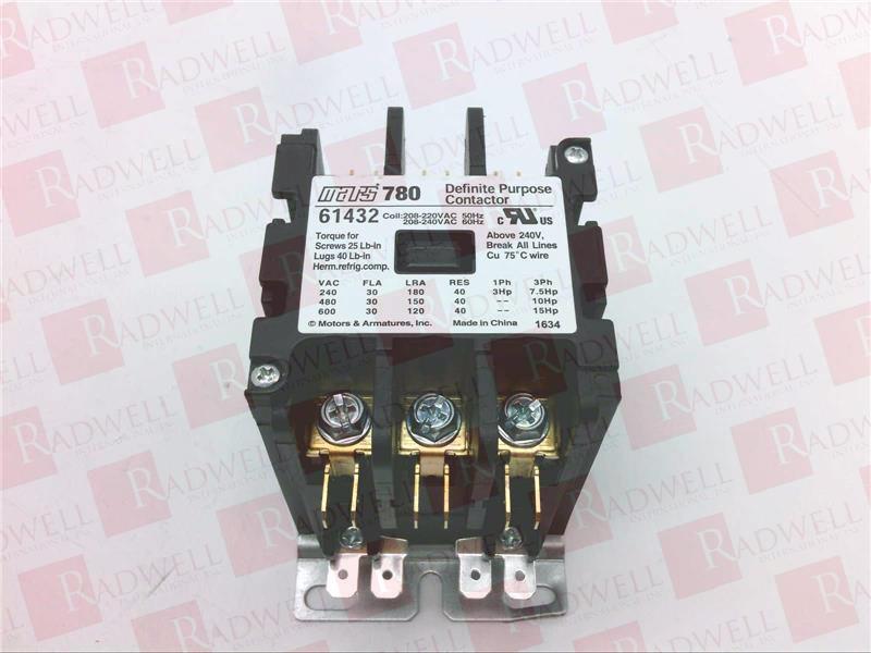 Mars 61432 Definite Purpose Contactor 3 Pole 30 Amp 240v Coil Replaces 42bf35ag for sale online 