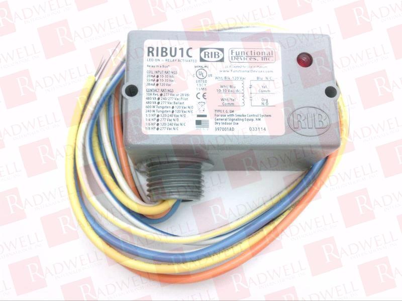 NEW Functional Devices RIBU1C Enclosed Relay 10 Amp SPDT 10-30 Vac//dc 120Vac USA