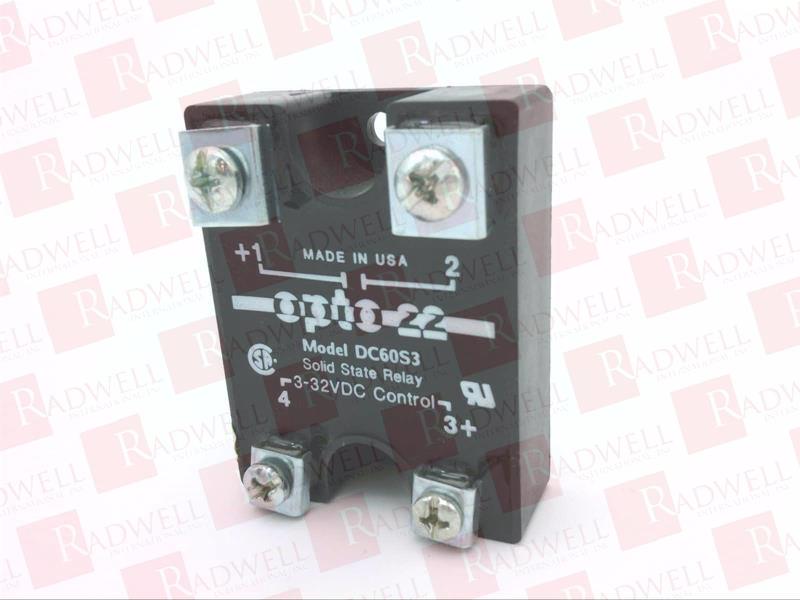 NEW OPTO 22  DC60S3  SOLID STATE RELAY 3 AMP 3-32 VDC LOGIC 60 VDC 