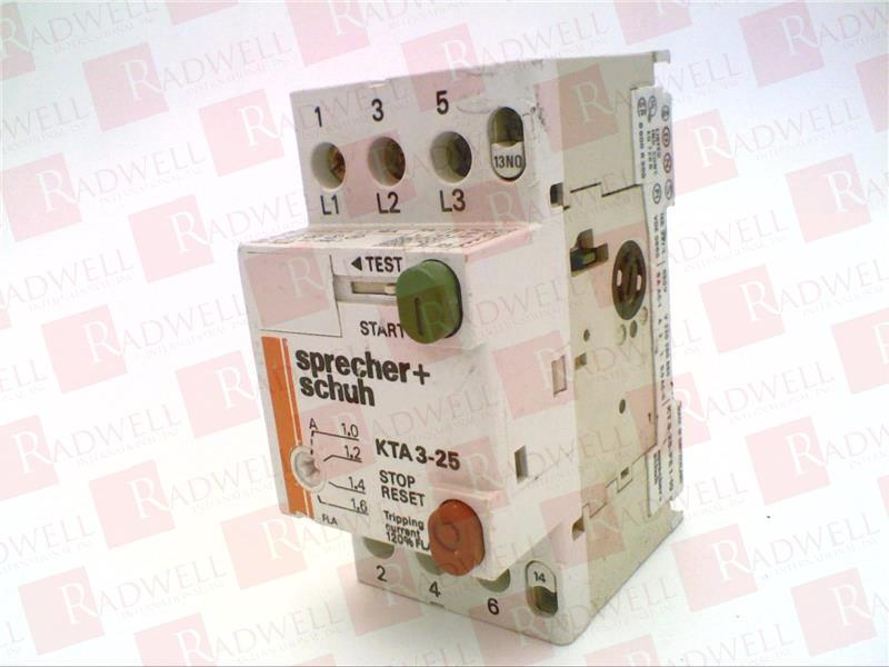 Sprecher+Schuh KTA 3-25 Motor Starter 1.6-2.5  Amp Free Shipping 